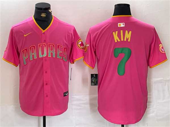 Men%27s San Diego Padres #7 Ha-Seong Kim Pink Cool Base Stitched Baseball Jersey